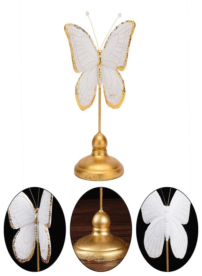 BRABUD Resin Butterfly Statue Gold & White Modern Home Bedroom Desk Shelf Decor Wedding Gifts Collection 9.1''(H) TQSHBS32 - Image 3